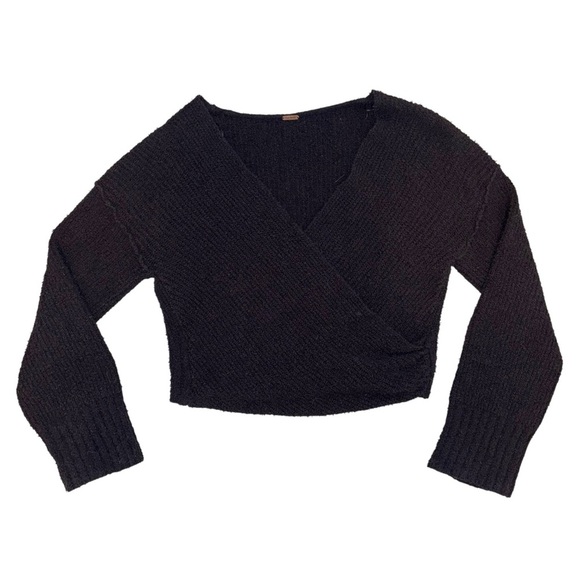 Free People | Sensual Wrap Sweater | Black Boucle Knit | Size S/M (No Tag) - Picture 6 of 8